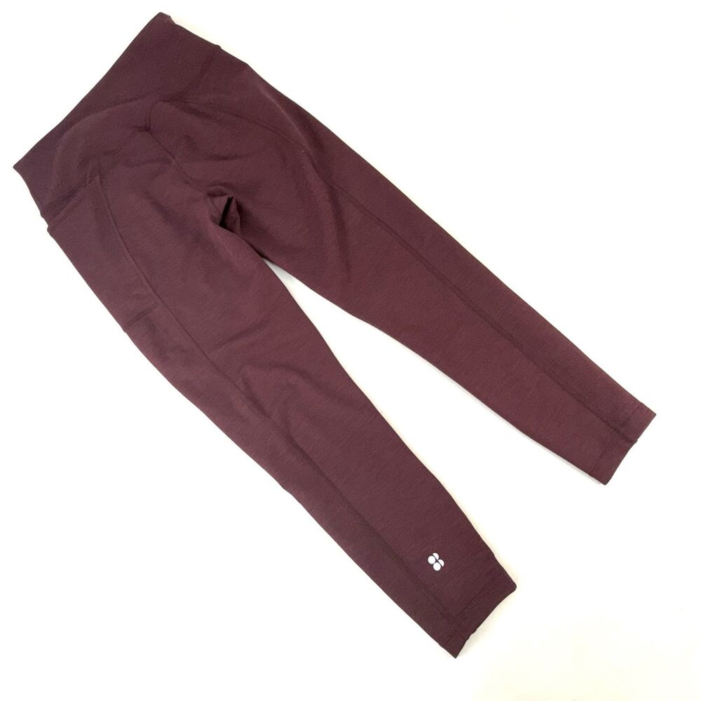 Sweaty Betty Yoga Leggings Womans Sz 8 Super Sculpt High Waisted Maroon Heather